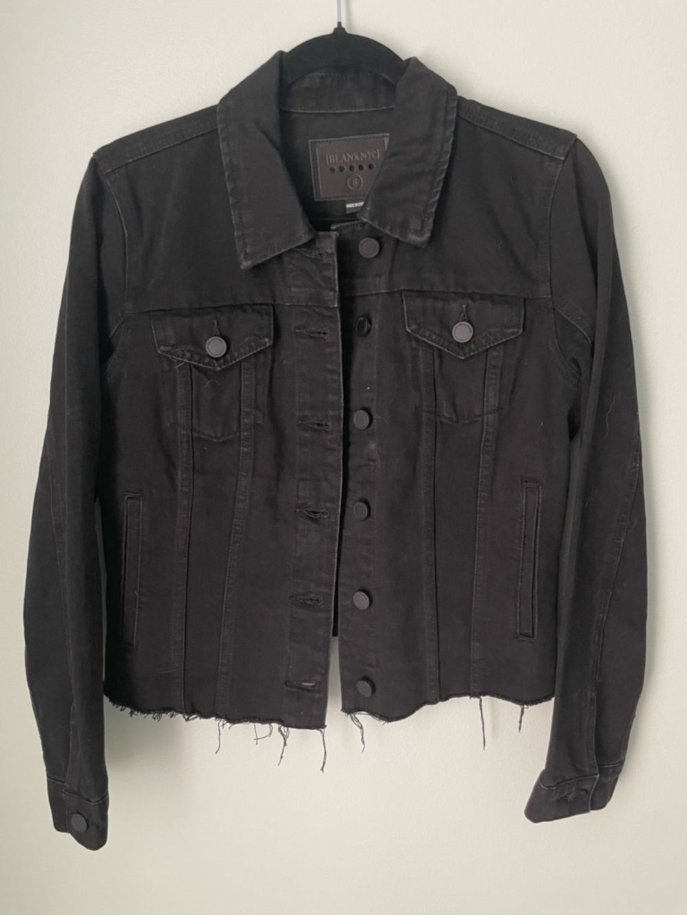 Blank NYC Black Denim Trucker Jacket size S